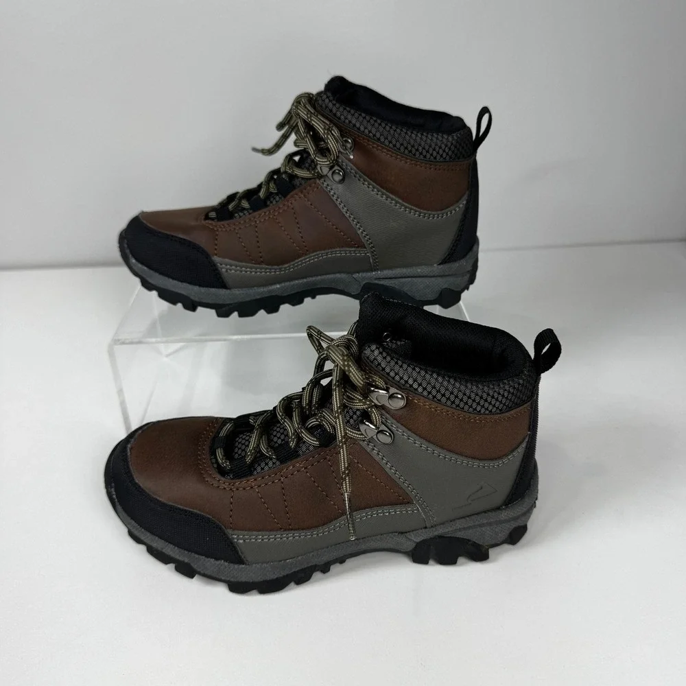 Ozark Trail Boys 1Y Brown Gray Outdoor Youth Trail Hiking Shoes Sneaker Utility